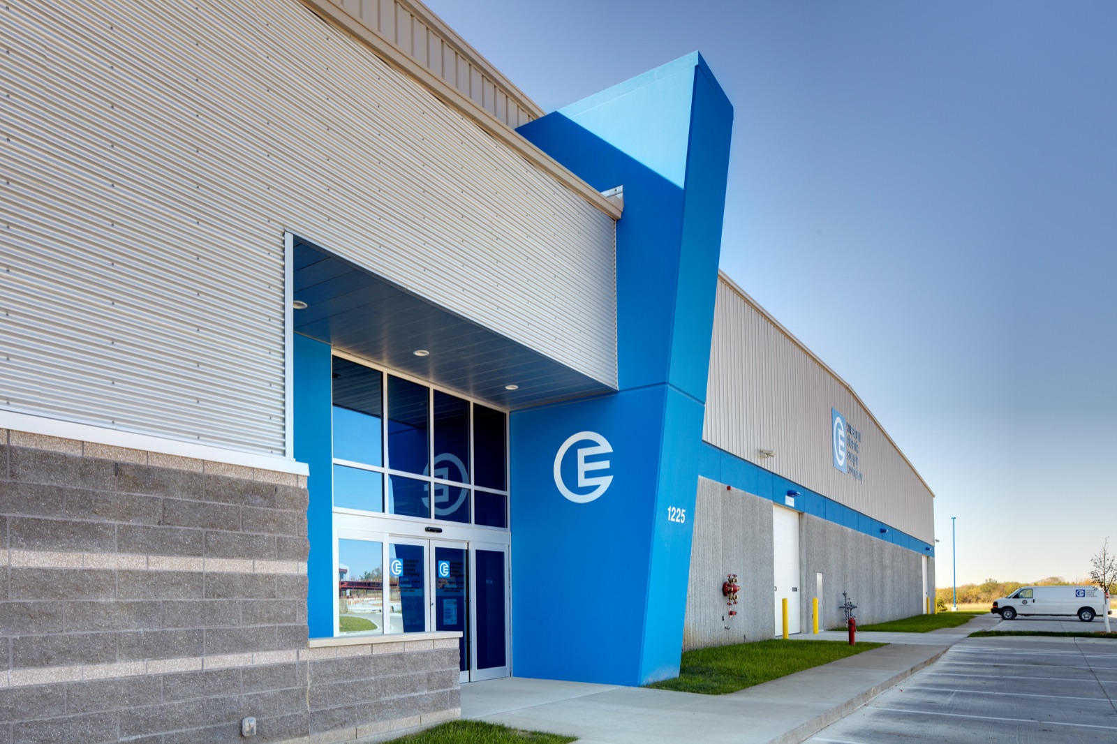 Haven-delivered industrial facility — branded entrance